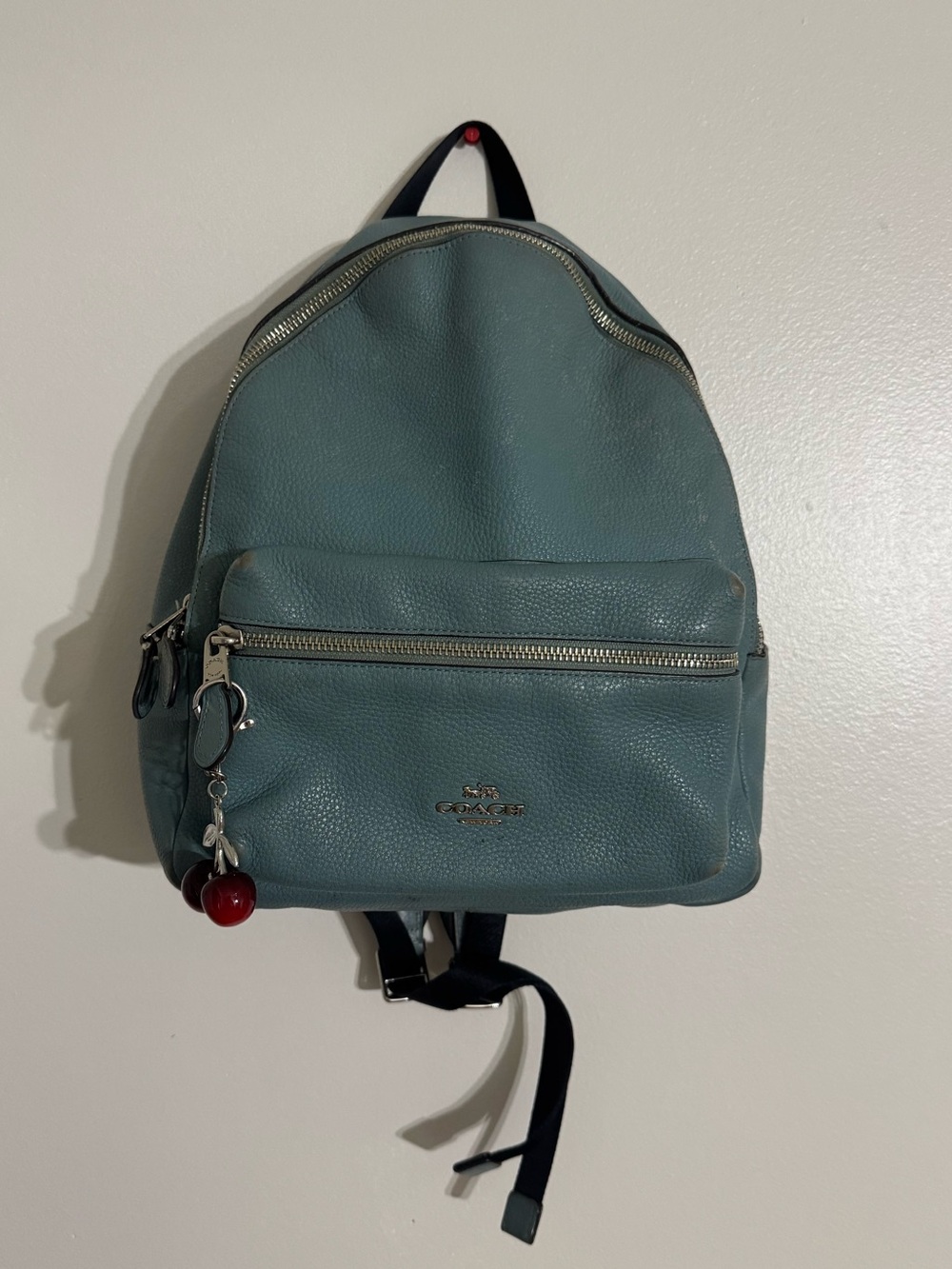 Coach Pebbled Leather Mini Backpack in Teal Blue